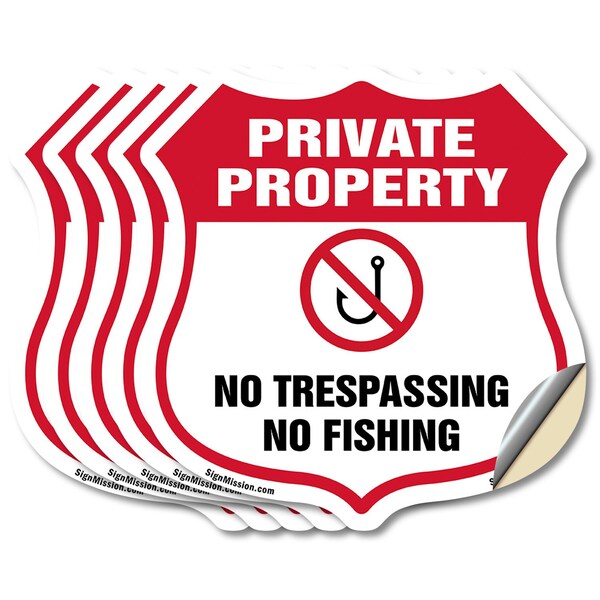 Signmission Private Property Shield Sign No Trespass, 4 inch X 4 inch, Vinyl Decal, 5PK SHI-D-5PACK-4-447 - main
