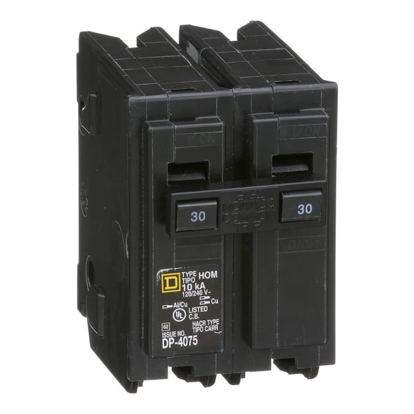 Square D Miniature Circuit Breaker, HOMELINE Series, 30A, 2 Pole, 240V AC, 10kA at 240V AC HOM2305219 - main