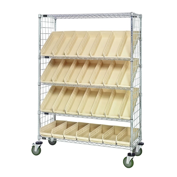 Quantum Storage Systems WIRE CART SLANT SHELVES W/ 28 BINS WRCSL5-63-2448EP-106IV - main