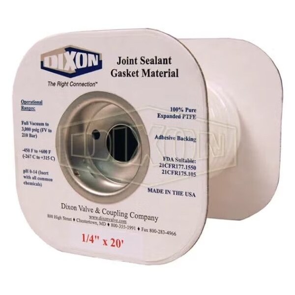 Dixon Joint Sealant Gasket, 15 ft L x 3/4 in W, 3000 psi, PTFE, Domestic LCJS12-15 - main