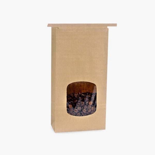Nashville Wraps 100 1 lb Kraft Window Coffee Bags4-3/4x2-1/2x9-1/2, 100PK 300249M - main