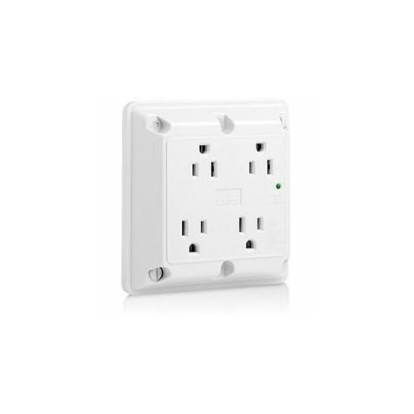 Leviton Surge Protector Four-In-1 Receptacle, 15 Amp, 125 Volt, 5-15R NEMA, White 5480-W - main