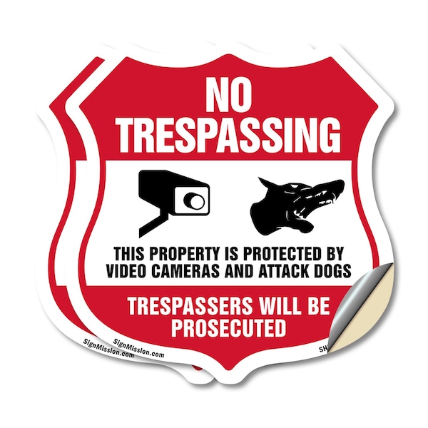 Signmission No Trespassing Shield Sign This Property, 18 inch X 18 inch, Vinyl Decal, 2PK SHI-D-2PACK-18-409 - main