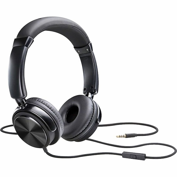 Compucessory Tangle-free Headset with Mic, Stereo, Wired, Binaural, Black 15165 - main