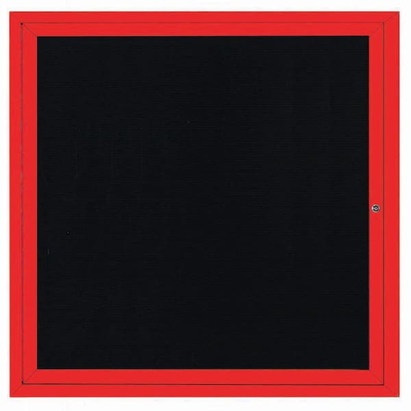 Aarco Enclosed Letter Board Directory w/ Powder Coated Red Aluminum Frame, 36''Hx36''W, 1 Door ADC3636R - main