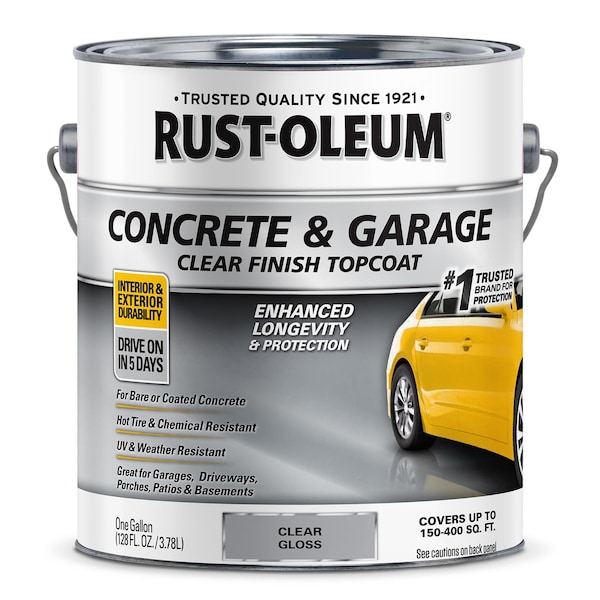 Rust-Oleum 1 gal Concrete and Garage Floor Topcoat Paint, Gloss Finish, Clear 320202 - main