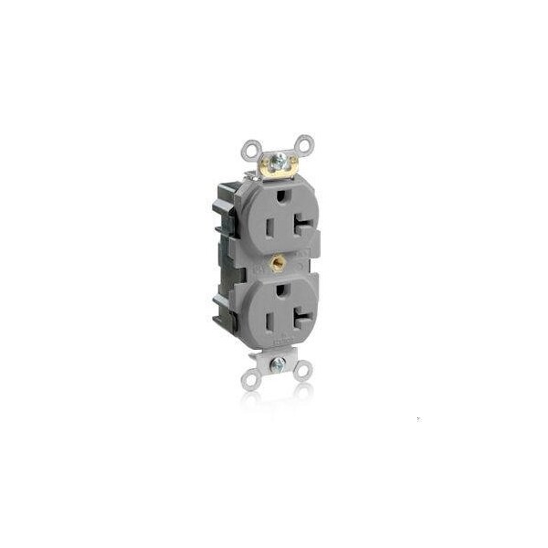 Leviton Straight Blade Receptacle, 5-20R, 20 A, 125V AC, Flush Mount, Self-Grounded M5362-GYS - main