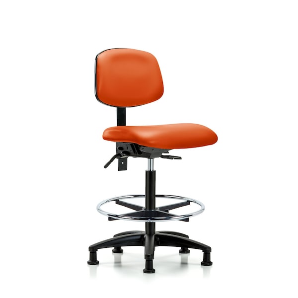 Blue Ridge Ergonomics High Bench Chair Chair, Fab, Med Bnch, Chr Tilt CF Glide, Bur, No Arms, 26" to 35" Height, Vinyl BR-VHBCH-RG-T1-A0-CF-RG-8613 - main