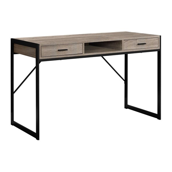 Homeroots 48" Taupe and Black Computer Desk With Two Drawers 333487 - main