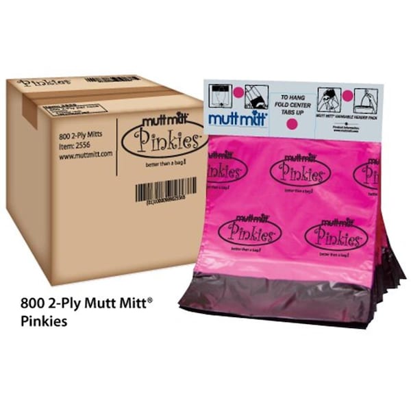 Mutt Mitt 9 x 13.25 in. Hood Doggie Waste Bags- 2 Ply Breast Cancer Awareness Pinkies - 800 per Case MU375394 - main