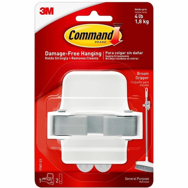 Command Broom Gripper, Plastic, 4 lb Capacity, 6PK 17007ES - main