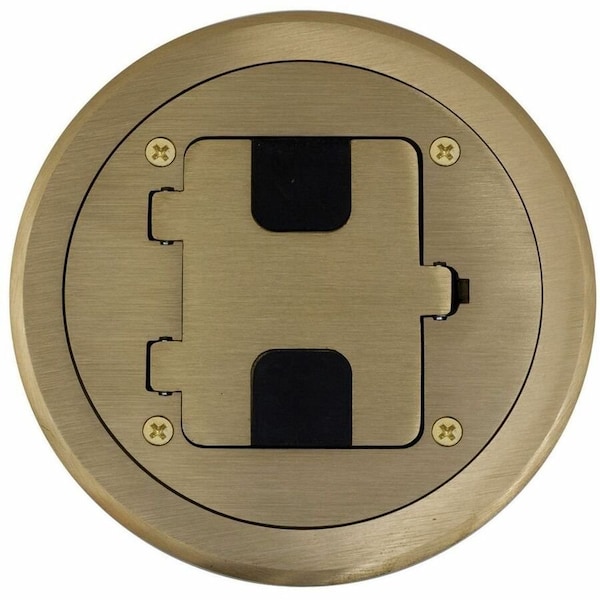 Hubbell Wiring Device-Kellems Electrical Box Cover, Floor Box Type, Round, Brass RF406BR - main
