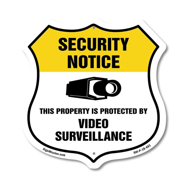 Signmission Security Notice Shield Sign This Propert, 18 Inch X 18 Inch, Plastic Sign SHI-P-18-461 - main