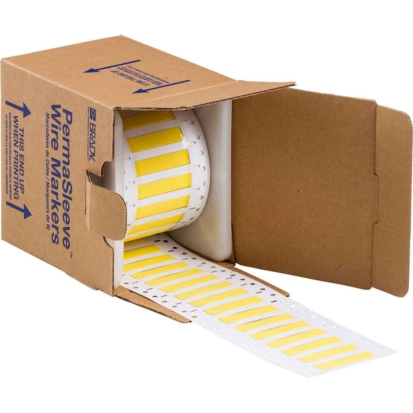 Brady Low Smoke Zero Double Sided PermaSleeve Heat Shrink Tubing, 0.25 in.x 2 in. W, Yellow, 500/RL 2LSZH-250-2-YL-S - main