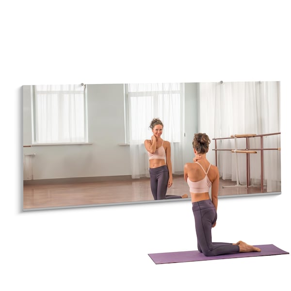 Fab Glass And Mirror Large HD Tempered Gym Mirror 48in x 84in | 1/4in Thick Full-Length Wall-Mounted Activity Mirrors f GM48x84 - main