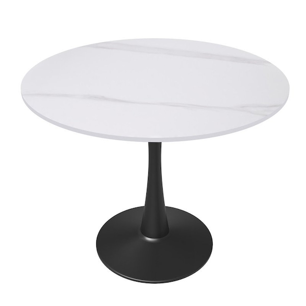 Leisuremod Bristol Modern Round Dining Table - MDF Wood Top with Powder Coated Steel Base BTBL-31WS - main