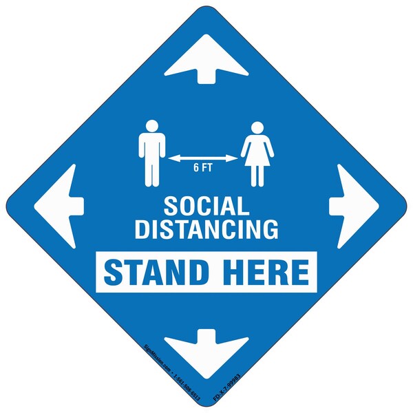 Signmission Stand Here Social Distancing Non-Slip Floor Graphic, 7" x 7", FD-2-X-7-99983 FD-2-X-7-99983 - main