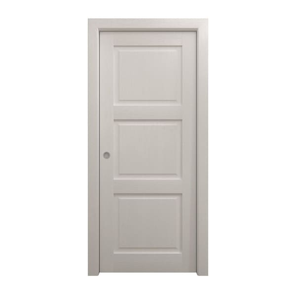 Sartodoors Sliding Pocket Door 32 x 80 inches, Ego 5010 Painted White Oak, Kit Rail Hardware, Solid Wood Int EGO5010PD-PWO-32 - main