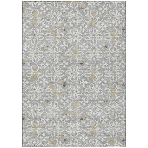 Homeroots 3' X 5' Gray Ivory And Brown Floral Washable Indoor Outdoor Area Rug 595955 - main