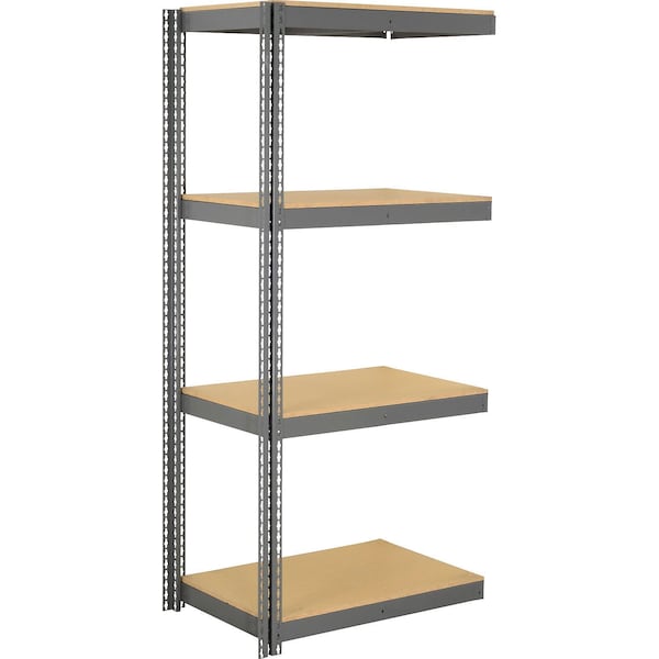 Global Industrial 4 Shelf, Heavy Duty Boltless Shelving, Add On, 48"W x 12"D x 96"H, Wood Deck B3164355 - main