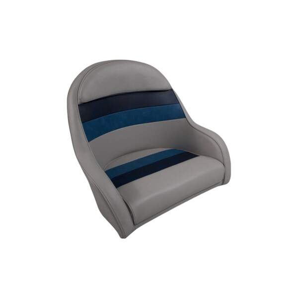 Horizon Mfg Premium Series Pontoon Bucket Style Captain Chair Gray/Navy/Blue 3006-ABDK - main