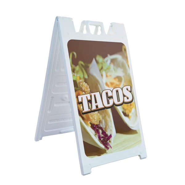 Signmission Tacos, A-Frame & 2 Decals Installed, Heavy-Duty Plastic Frame SBHD-D-2436-30426 - main