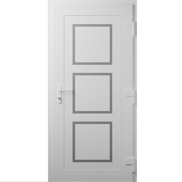 Vdomdoors Front Exterior Prehung Metal-Plastic Door, Manux 8661 White Silk, Office Commercial and Residential MANUX8661EXD-WS-W36xH80-LH - main