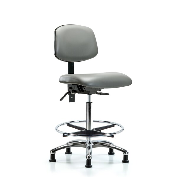 Blue Ridge Ergonomics Vinyl Chair Chrome, High Bench, Foot Ring, Casters, Sterling BR-VHBCH-CR-T0-A0-CF-RG-8840 - main