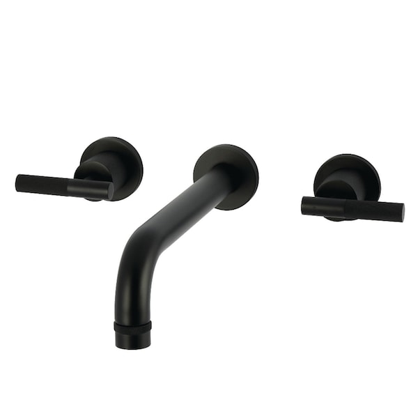 Kingston Brass Two-Handle Wall Mount Tub Faucet with Knurled Handle, Matte Black KS8020KNL - main