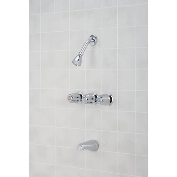 Home Impressions Chrome 3-Handle Metal Knob Tub & Shower Faucet F30K4507CP-JPA3 - main