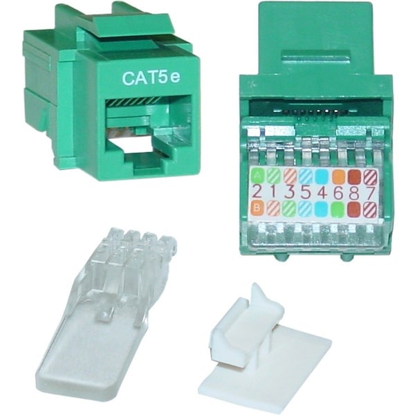 Cable Wholesale Cat5e Keystone Jack, Green, Toolless, RJ45 Female 311-120GR - main