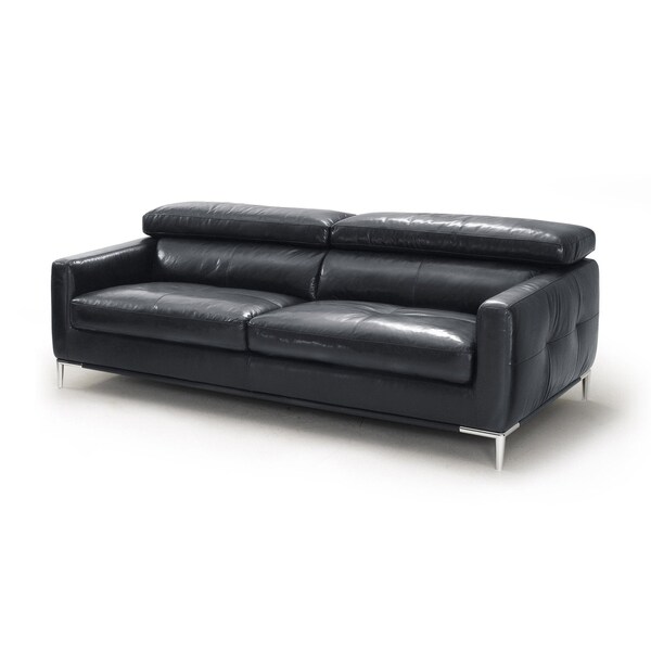 Homeroots 79" Black Leather Sofa With Silver Legs 488830 - main