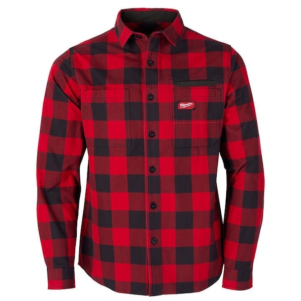 Milwaukee Hand Trucks Gridiron L Long Sleeve Men's Collared Red Flannel Shirt M551R-L - main