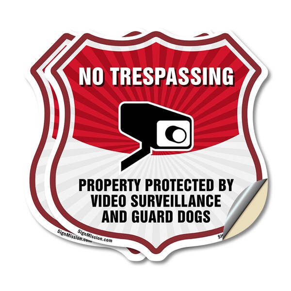 Signmission No Trespassing Shield Sign Property Prot, 12 inch X 12 inch, Vinyl Decal, 2PK SHI-D-2PACK-12-416 - main