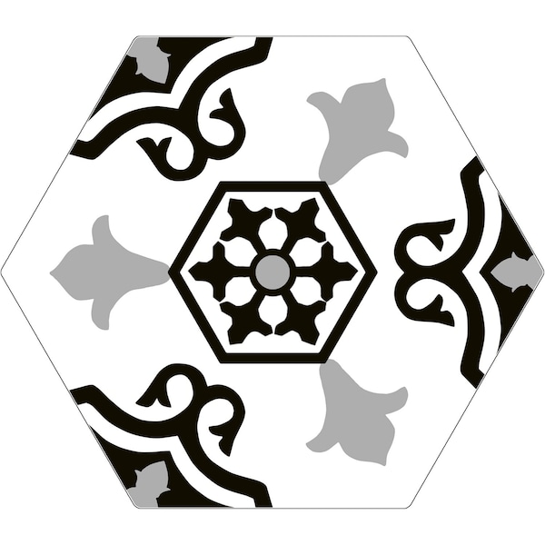Andova Tiles Trafale Hague Grey 8-in. x 9-in. Hexagon Encaustic Matte Porcelain Floor & Wall Tile, 25PK ANDTRA1274 - main