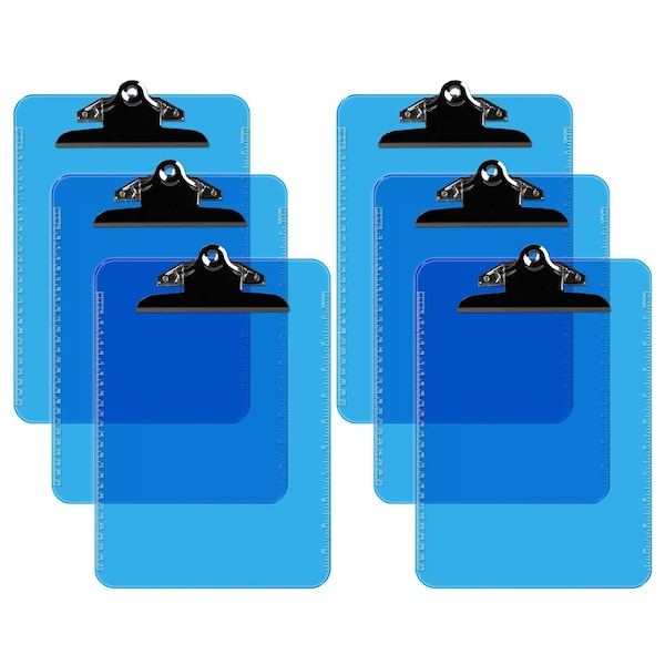 Davis Group Plastic Clipboard, Spring Clip, Transparent Blue, 6PK 4877-52-06 - main