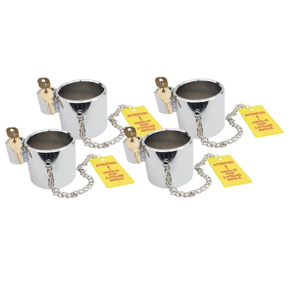 Mytee Products Chrome King Pin Lock w/2 Keys, Trailer Hitch Lock Works w/RV 5th Wheel Keyed, 4PK MP-KPLx4 - main