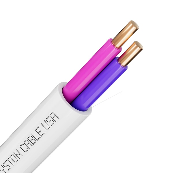 Syston Cable Technology 18/2 LED Lighting Dimmer Dimming Luminaire Wire, 18 AWG 2 Conductors Solid Bare Copper Plenum, 100ft 8008-100WH - main