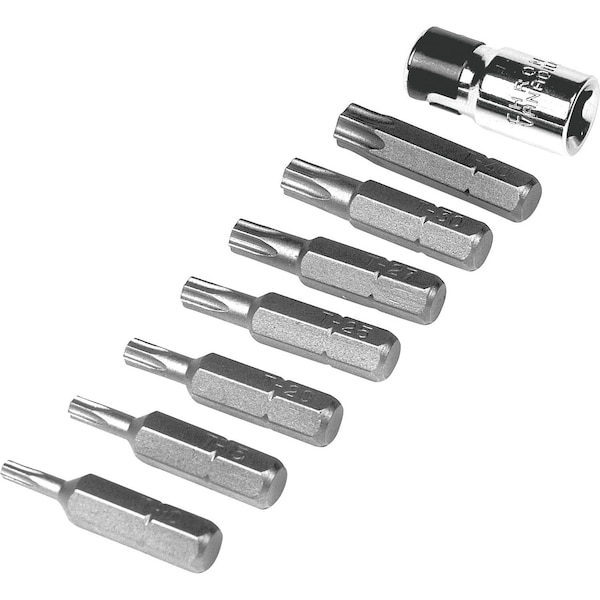 Perform Tool Torx Bit T10/ T15/ T20/ T25/ T27/ T30/ T40 Bits; Alloy Steel; Set Of 8; With 1/4 In Hex To 1/4 In W1386 - main