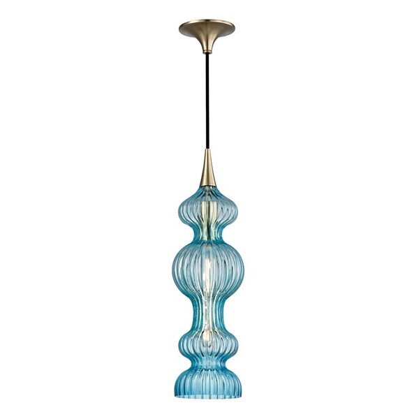Hudson Valley Lighting Pomfret 1 Light Pendant 6 In. Aged Brass/Blue 1600-AGB-BL - main