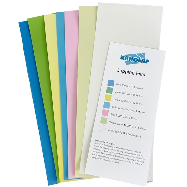 Nanolap PSA Lapping Film, 7 Pc Adhesive Polishing Paper, 4-0.25 in x 11 in Microfinishing Sanding Sheets 61500N - main