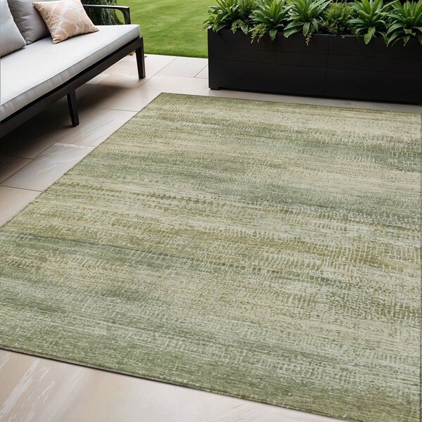 Homeroots 5' X 8' Artichoke Green And Beige Abstract Washable Indoor Outdoor Area Rug 631108 - main