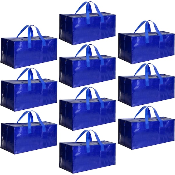 Simple Deluxe Moving Bags with Backpack Straps, Strong Zippers and Carrying Handles, Blue, 10PK HKBAGXMOVING23BLUX10 - main