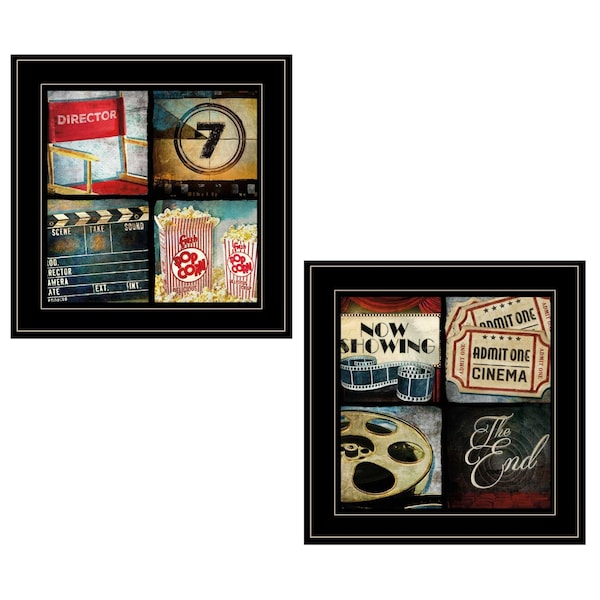 Homeroots Set Of Two At The Movies Black Framed Print Wall Art, 2PK 406651 - main
