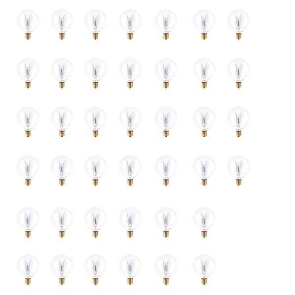 Bulbrite 15W Dimmable Clear G16.5 Incandescent Light Bulbs, Candelabra E12 Base, 2700K, 40PK 861172 - main