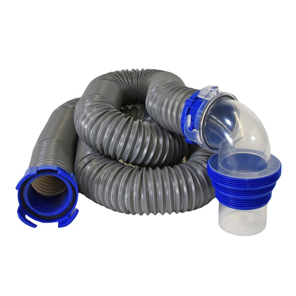 Duraflex Duraflex 22007; 30 Ft Extended RV Sewer Hose w/ Steel Fittings, Drip Caps, Elbow; Universal Fit 22007 - main