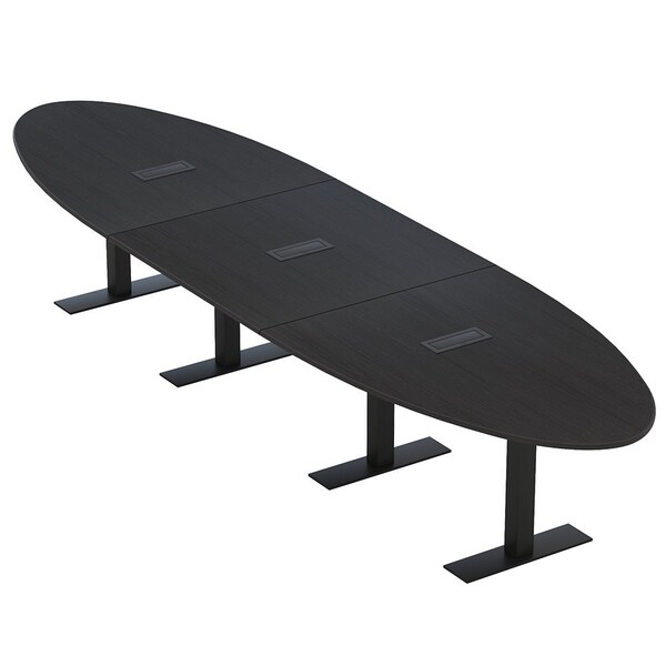 Skutchi Designs 14 Person Conference Table With Power Unit | 16' Oval Table | Harmony Series HAR-OVL-48X192-T.BK-U999ST19-EBLK - main