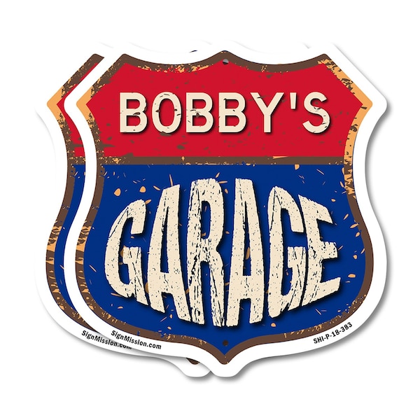 Signmission Bobby's Garage, 18 inch X 18 inch, Plastic Sign, 2PK SHI-P-2PACK-18-383-BOBBY - main