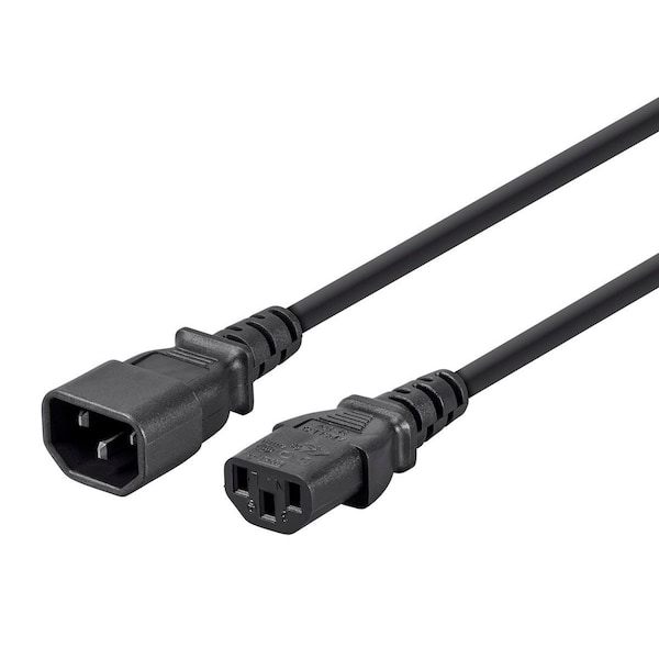 Monoprice SJT Extension Cord, 16 AWG, Indoor, 16/3, 1 Outlets, IEC 60320 C13, Black, IEC 60320 C14, 1.5 ft 6451 - main
