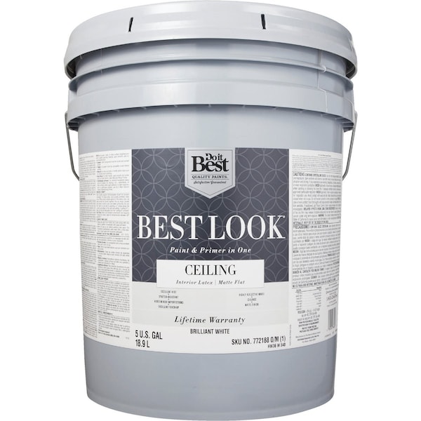 Do It Best Best Look Latex Paint & Primer In One Matte Flat Ceiling Paint Brilliant Wht 5 Gal. HW36W0840-20 - main